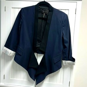 BCBG MaxAzria Tuxedo Blazer Crop Navy Blue L